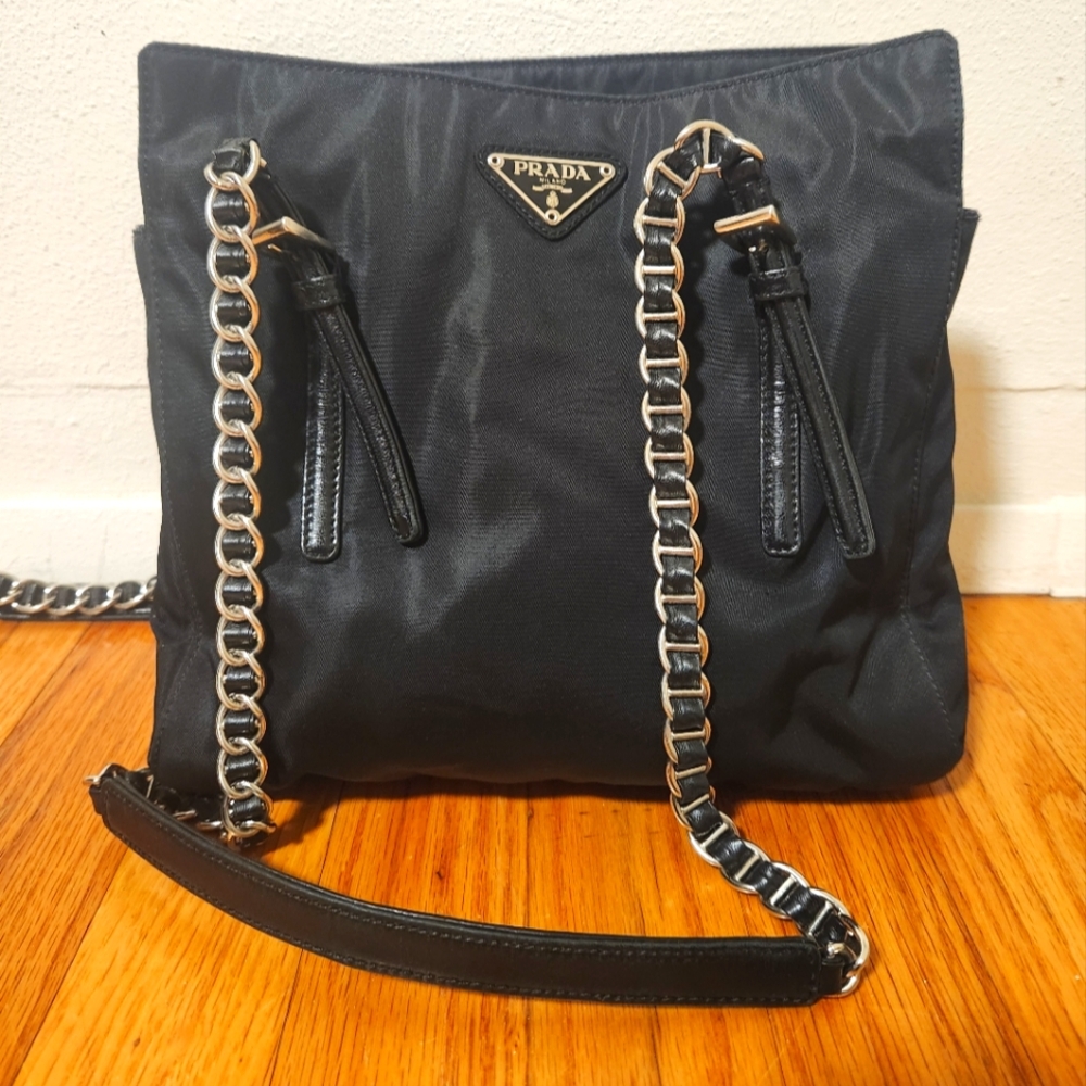 PRADA Vintage Saffiano Black Nylon Tote